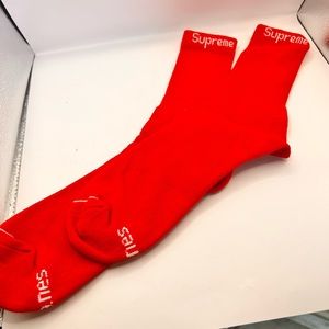 NEW, no tags, red SUPREME/Hanes socks
